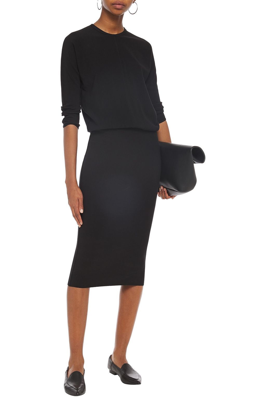 JAMES PERSE Gathered ponte midi dress
