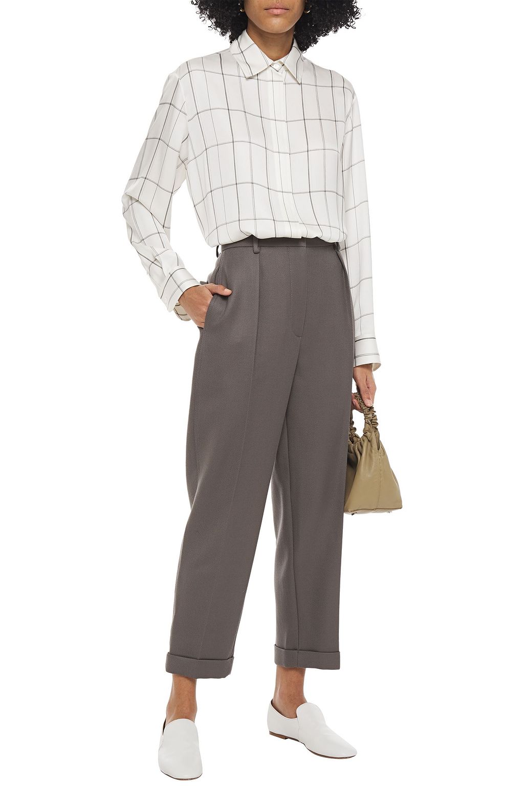 THE ROW Big Sisea checked silk-satin shirt