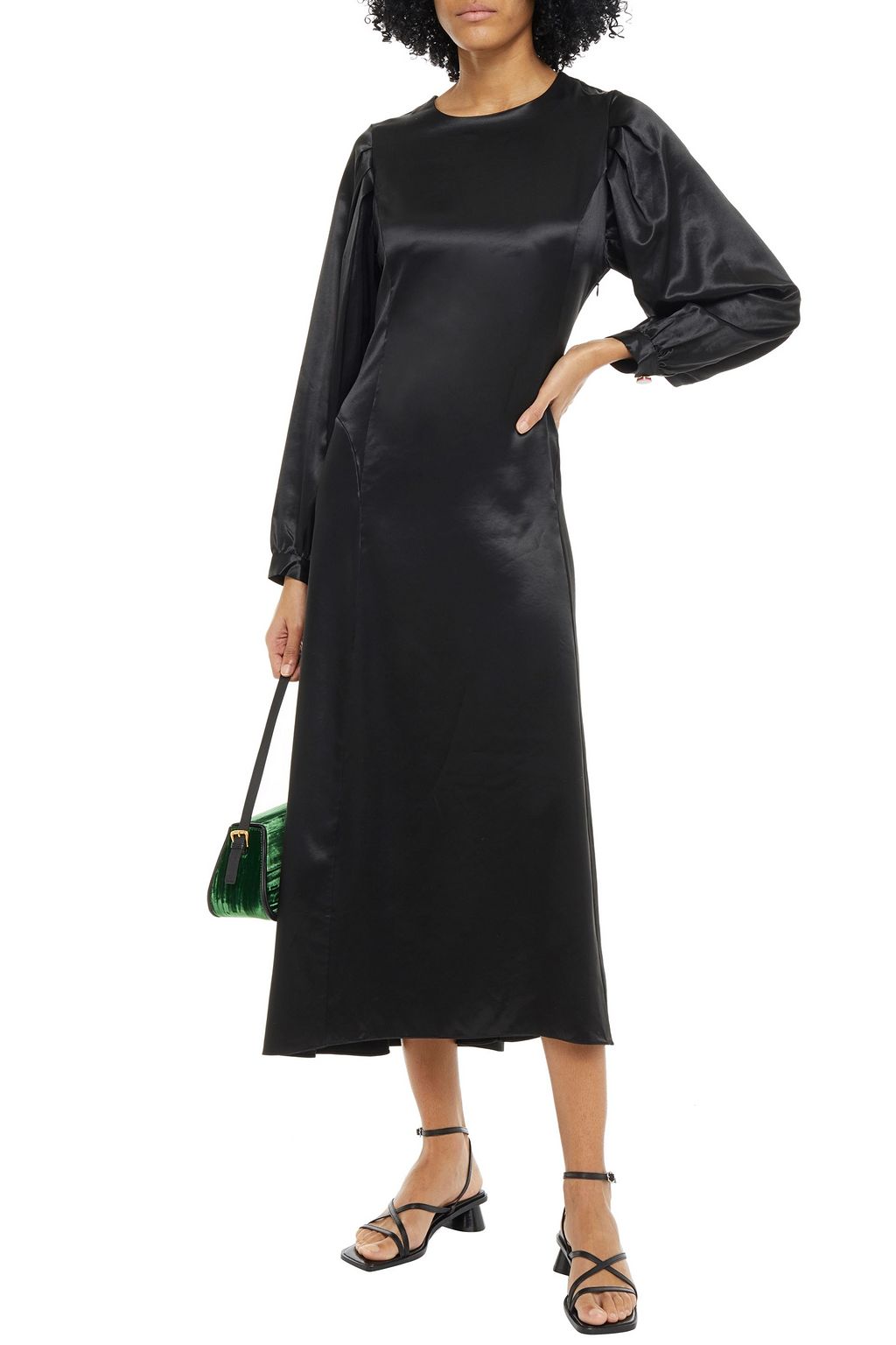 RODEBJER Julinka gathered satin midi dress