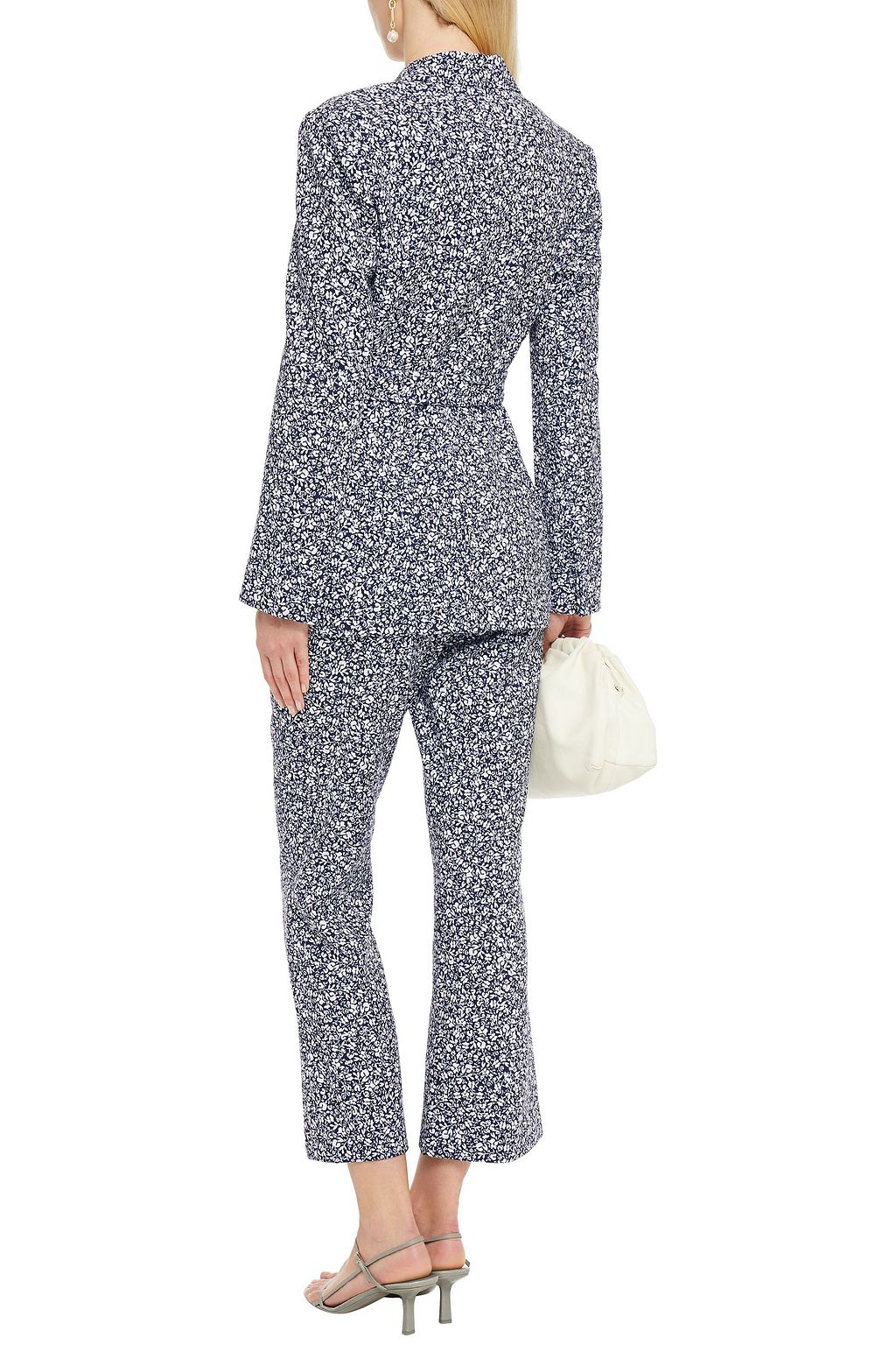 SIMKHAI Jacky belted floral-print stretch-crepe blazer