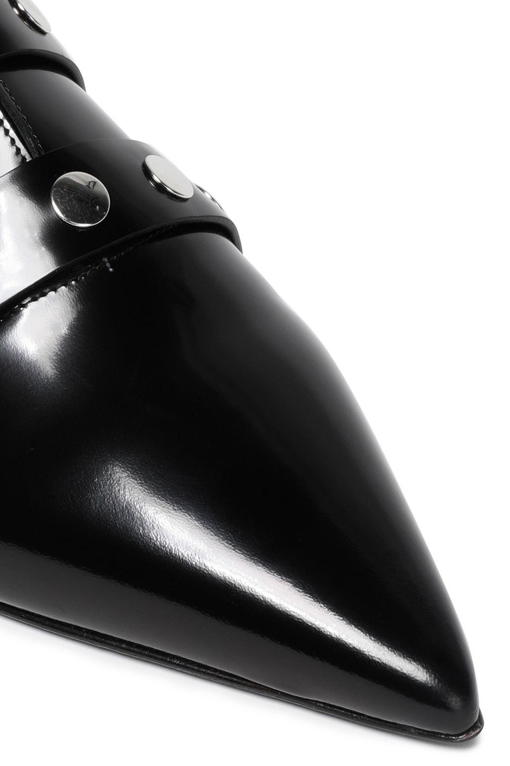 VICTORIA BECKHAM Buckled studded patent-leather slippers