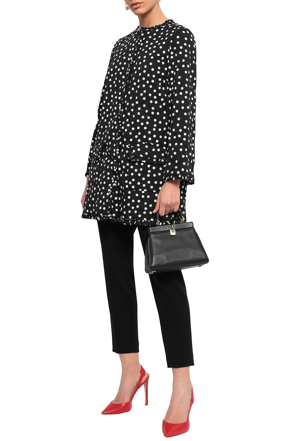 DOLCE&GABBANA Quilted polka-dot silk-blend jacket
