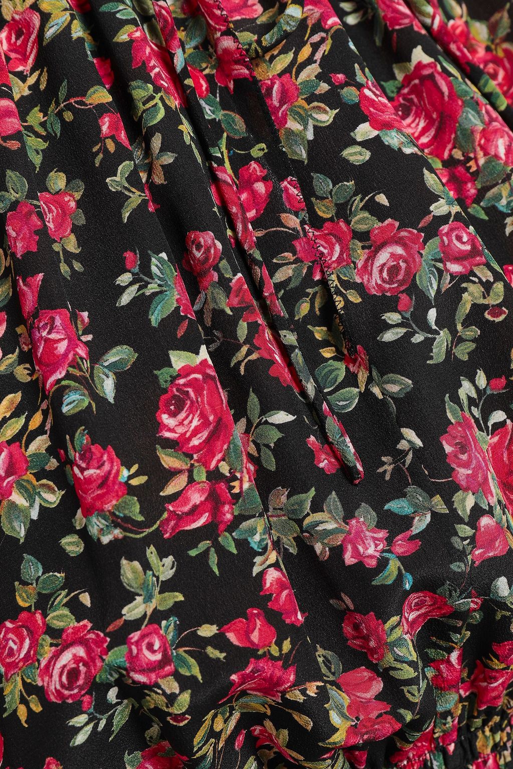 DOLCE&GABBANA Shirred floral-print silk crepe de chine blouse