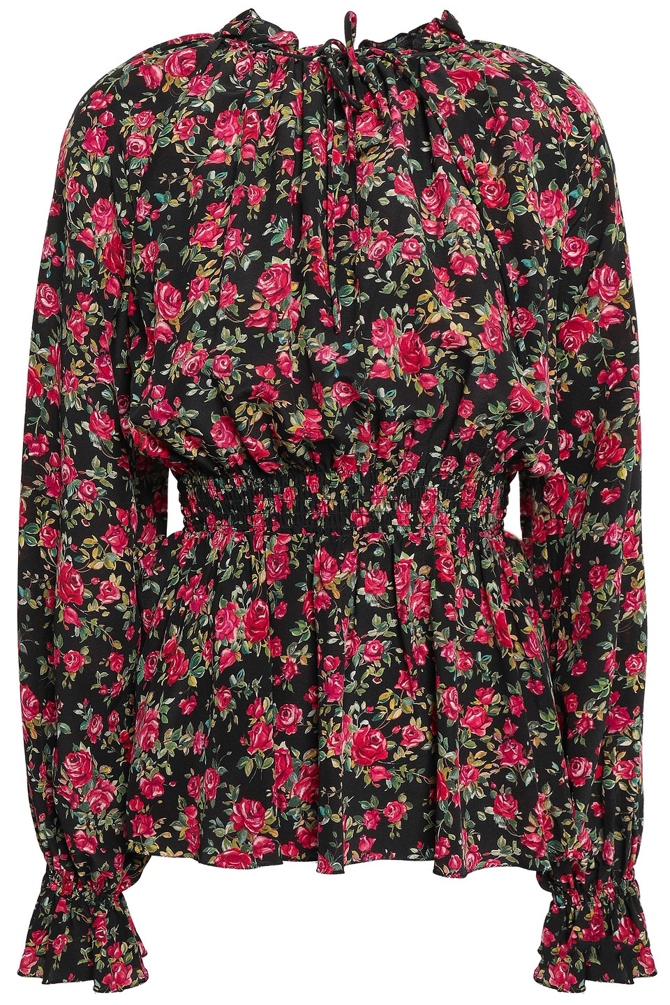 Dolce & Gabbana Black Rose Print Floral Shirt Top Blouse In Black