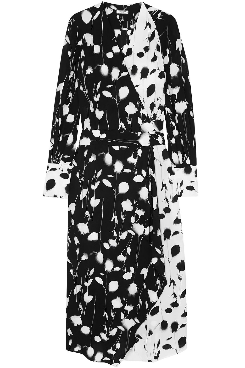 Black Neema wrap-effect printed crepe de chine midi dress | EQUIPMENT ...