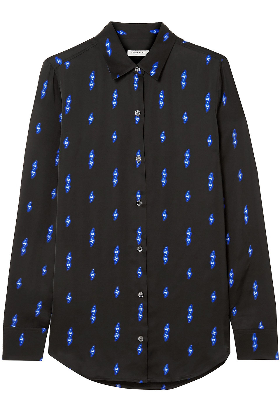 equipment - essential printed washed-crepe shirt - black - s