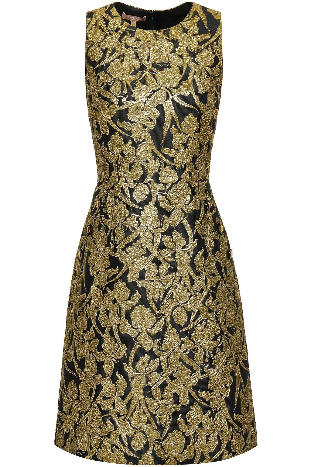 Gold Flared metallic brocade dress 