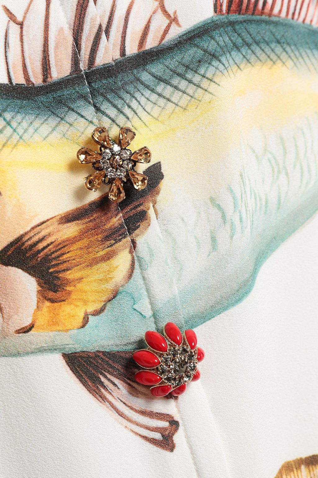 DOLCE & GABBANA Button-embellished printed crepe midi dress
