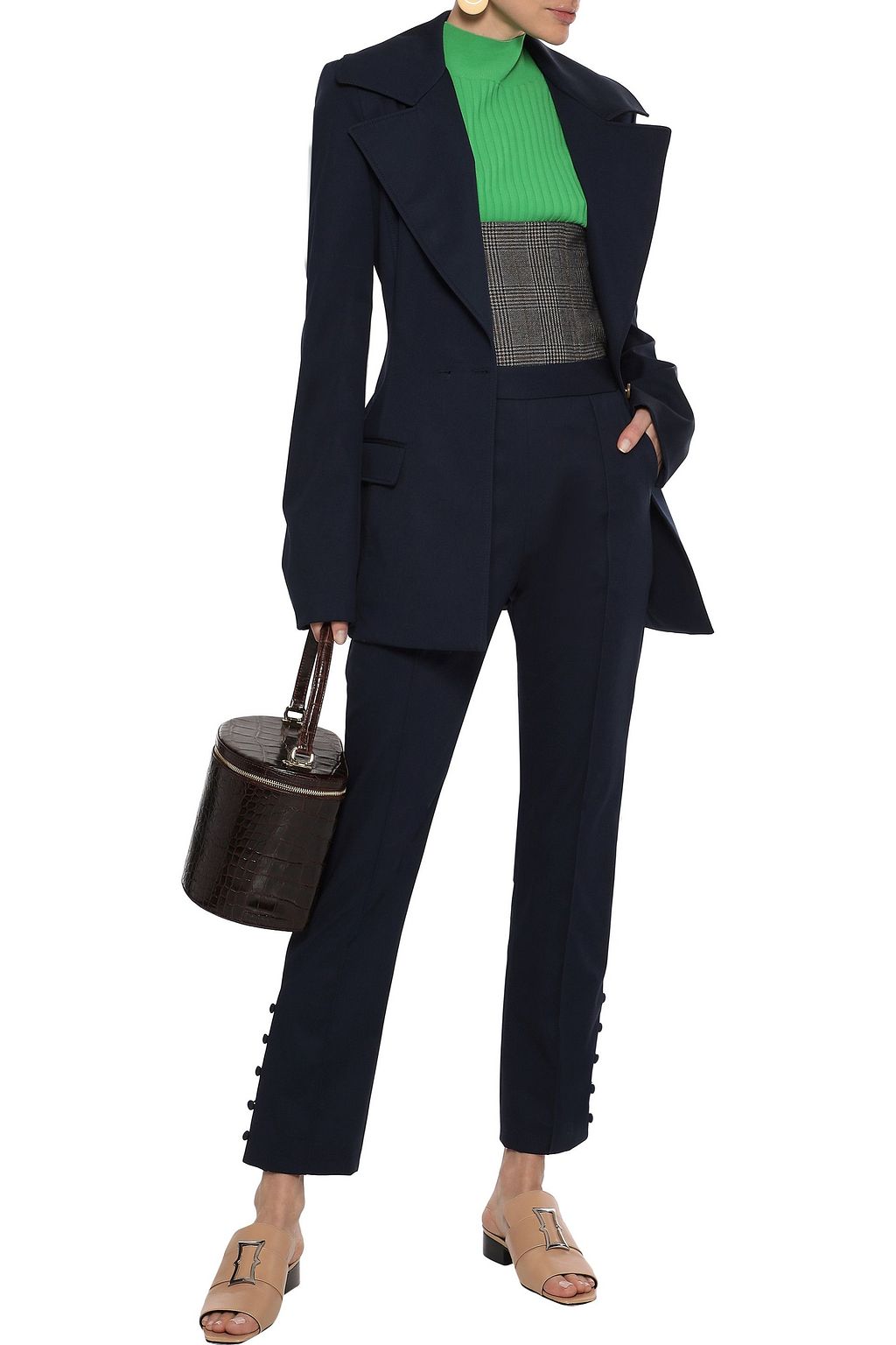 ROSIE ASSOULIN Oboe button-detailed cotton-blend twill slim-leg pants