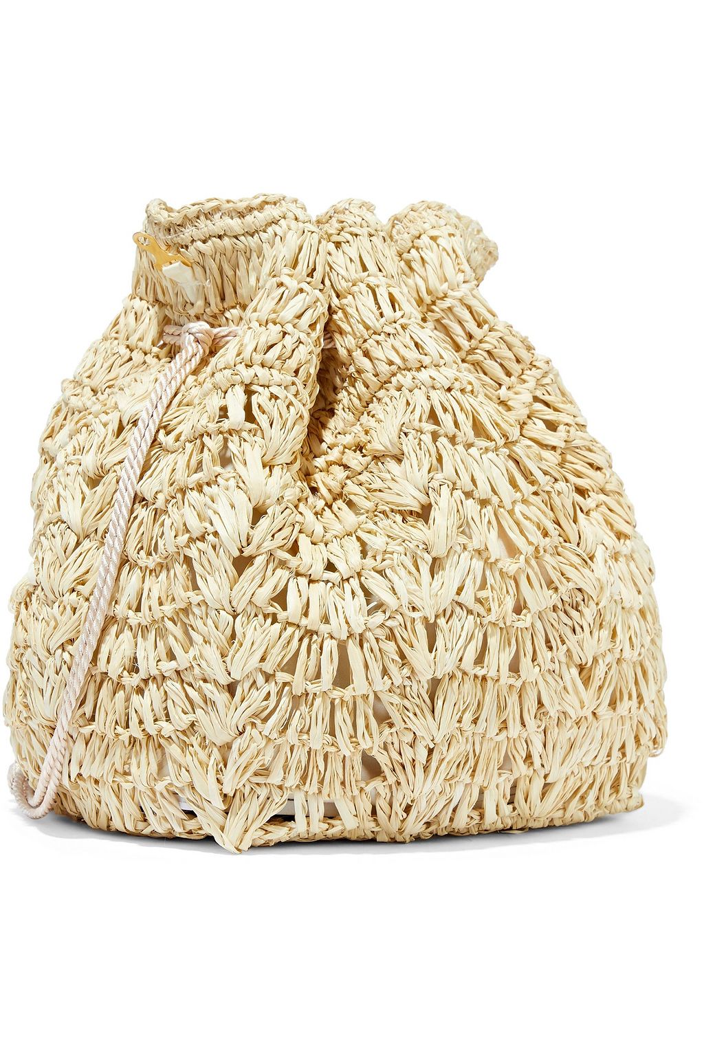 KAYU Bella tasseled woven straw bucket bag