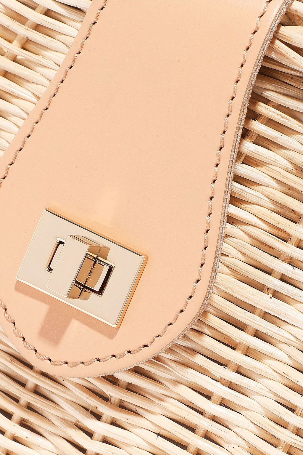 KAYU Mia leather-trimmed wicker shoulder bag