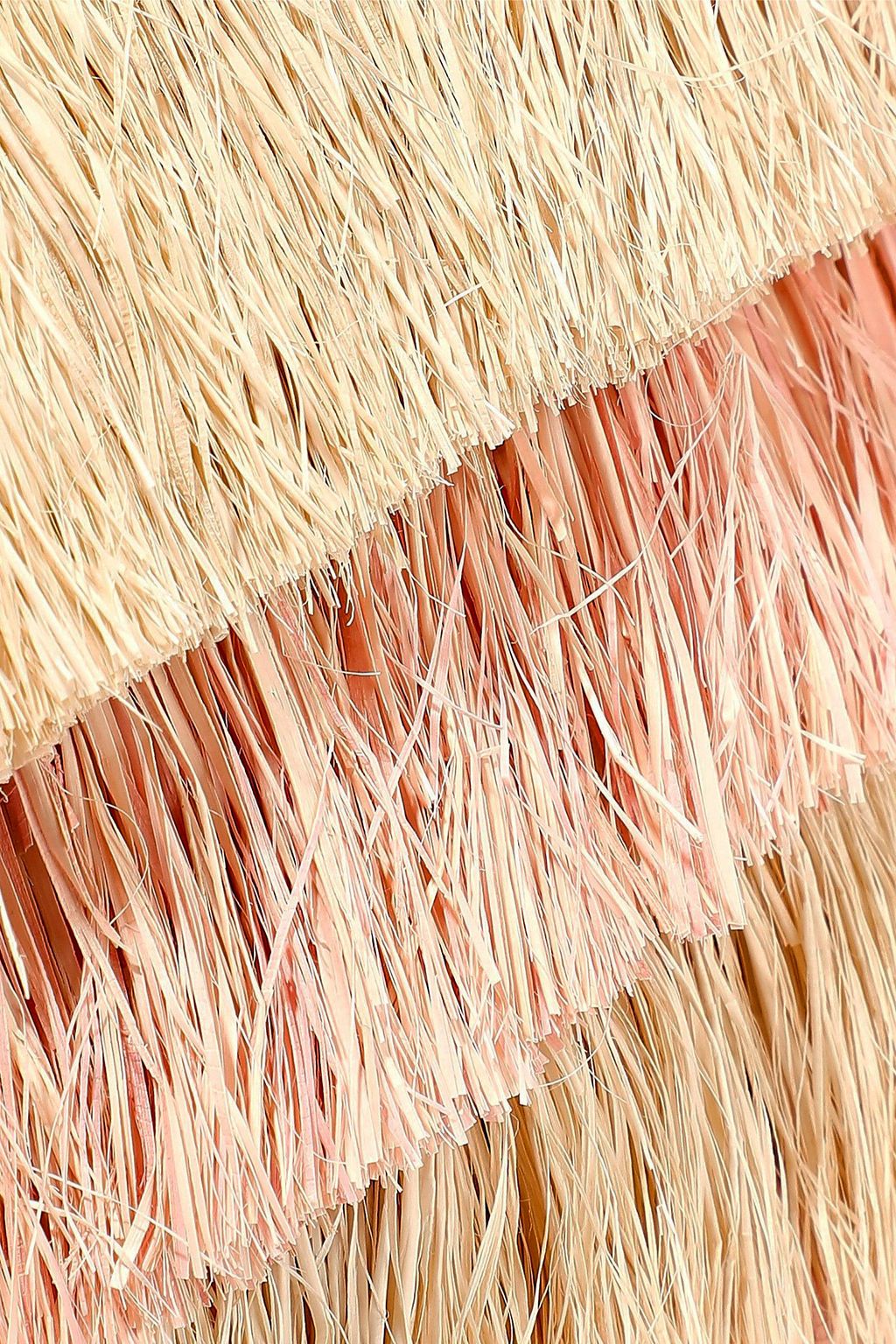 KAYU Pinata mini fringed two-tone woven straw tote