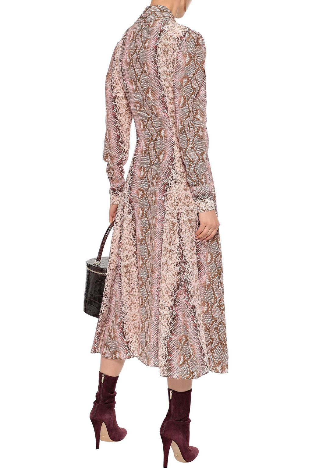 EMILIA WICKSTEAD Lucinda snake-print silk crepe de chine midi shirt dress