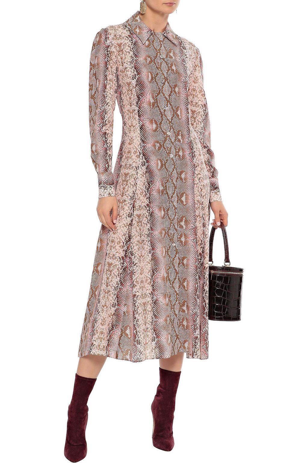 EMILIA WICKSTEAD Lucinda snake-print silk crepe de chine midi shirt dress