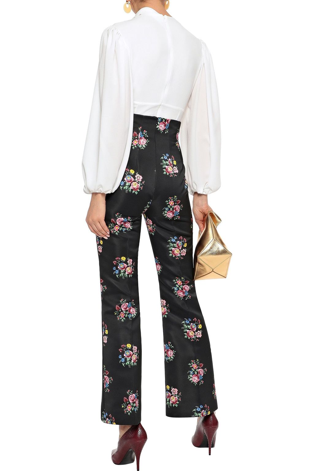 EMILIA WICKSTEAD Nella floral-print satin bootcut pants