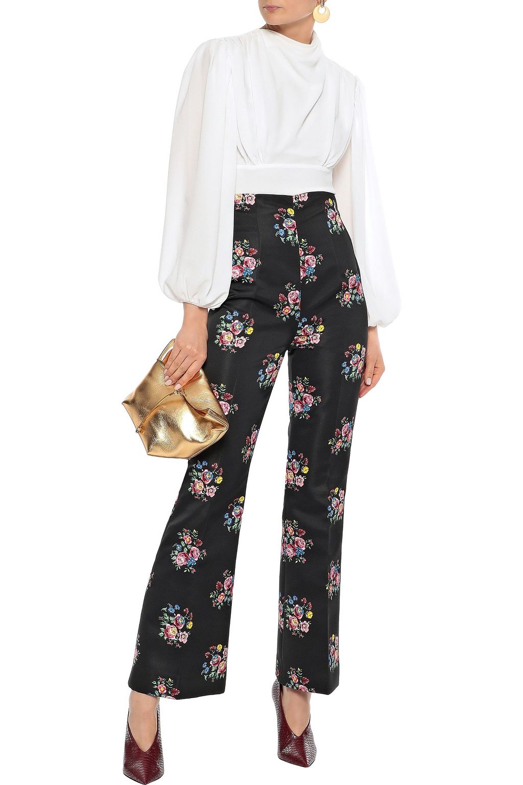 EMILIA WICKSTEAD Nella floral-print satin bootcut pants