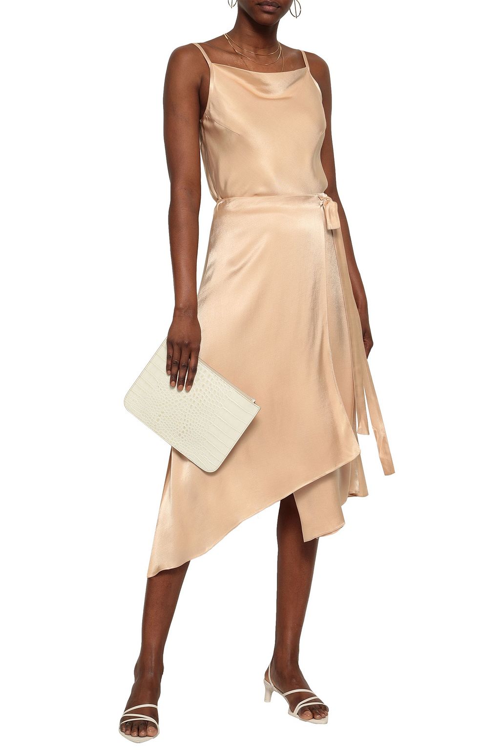 LES HÉROÏNES BY VANESSA COCCHIARO Crepe-satin midi wrap skirt