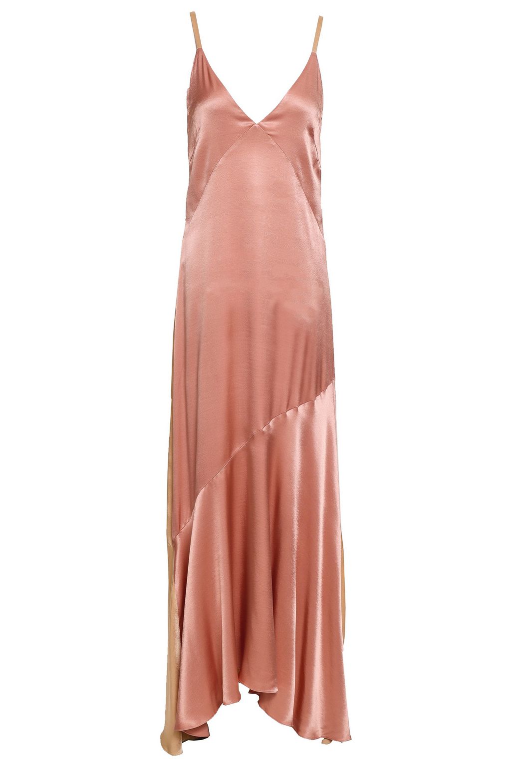 rose gold satin maxi dress