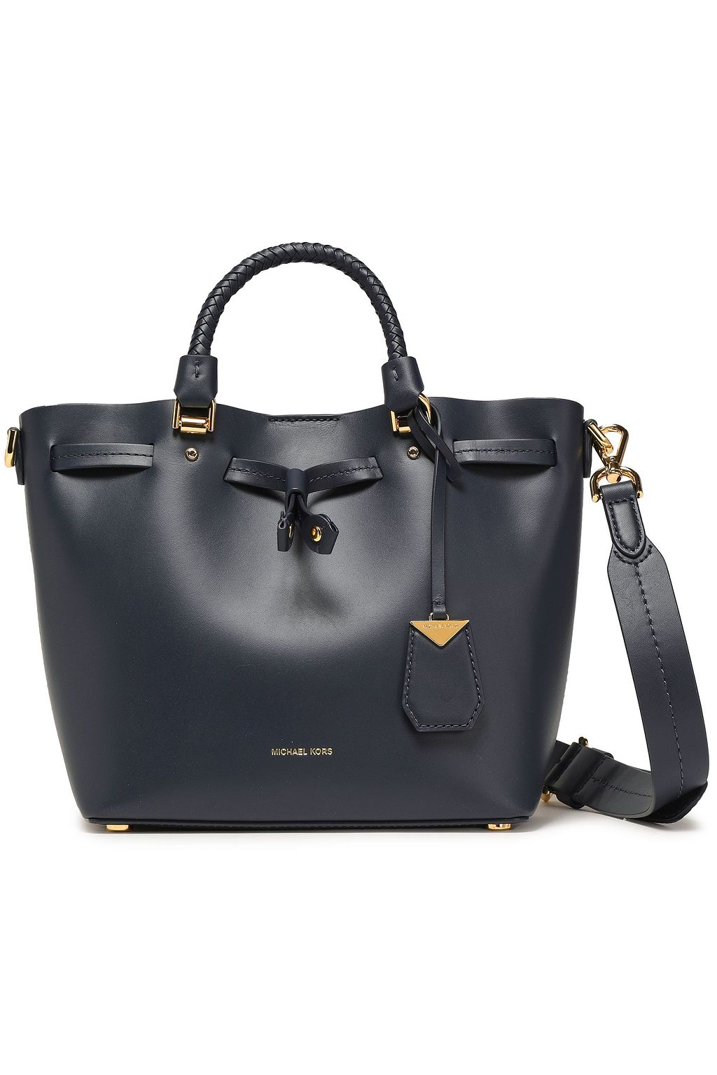 navy leather bucket bag