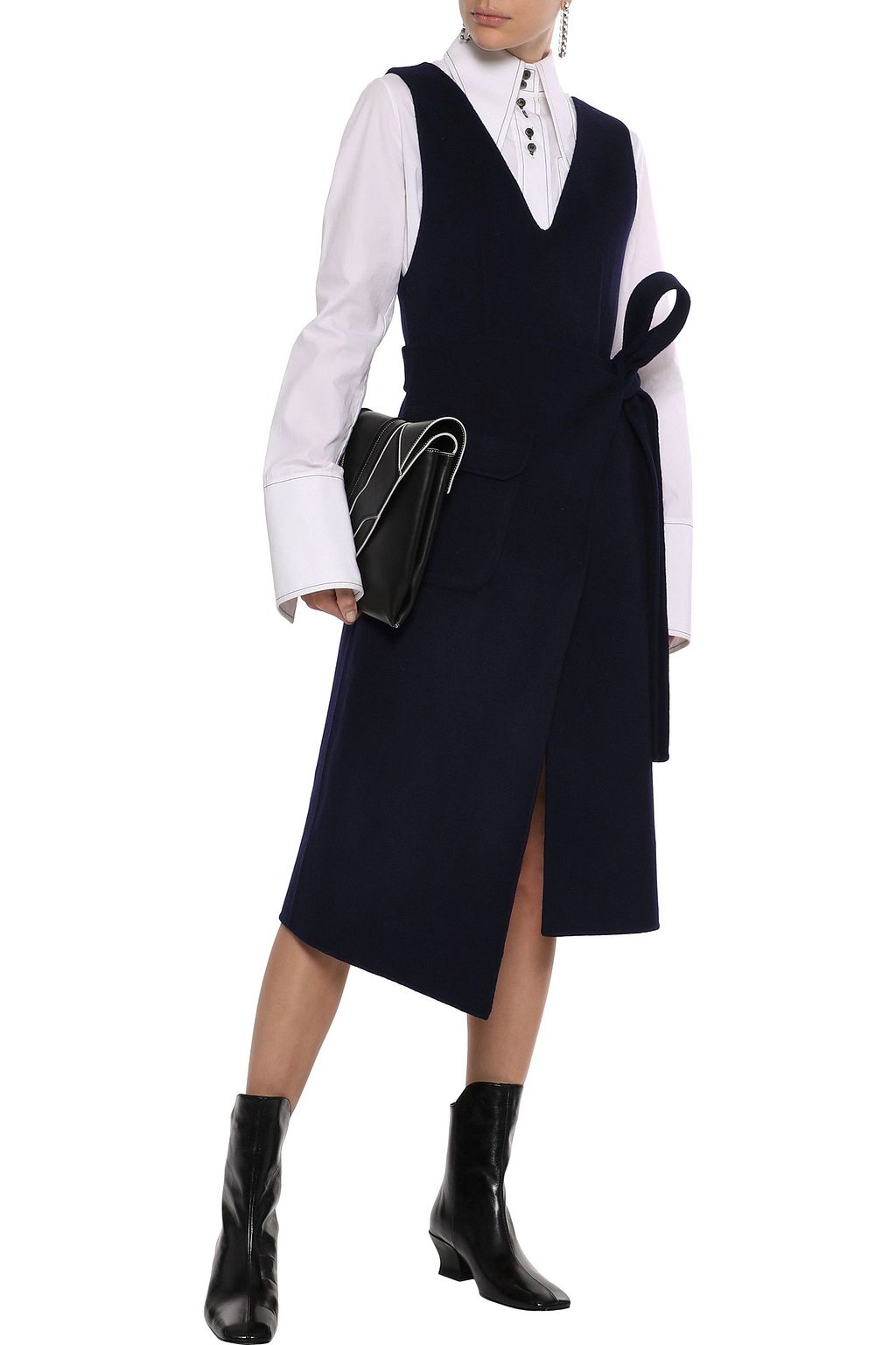 GOEN.J Wrap-effect wool and cashmere-blend felt midi dress