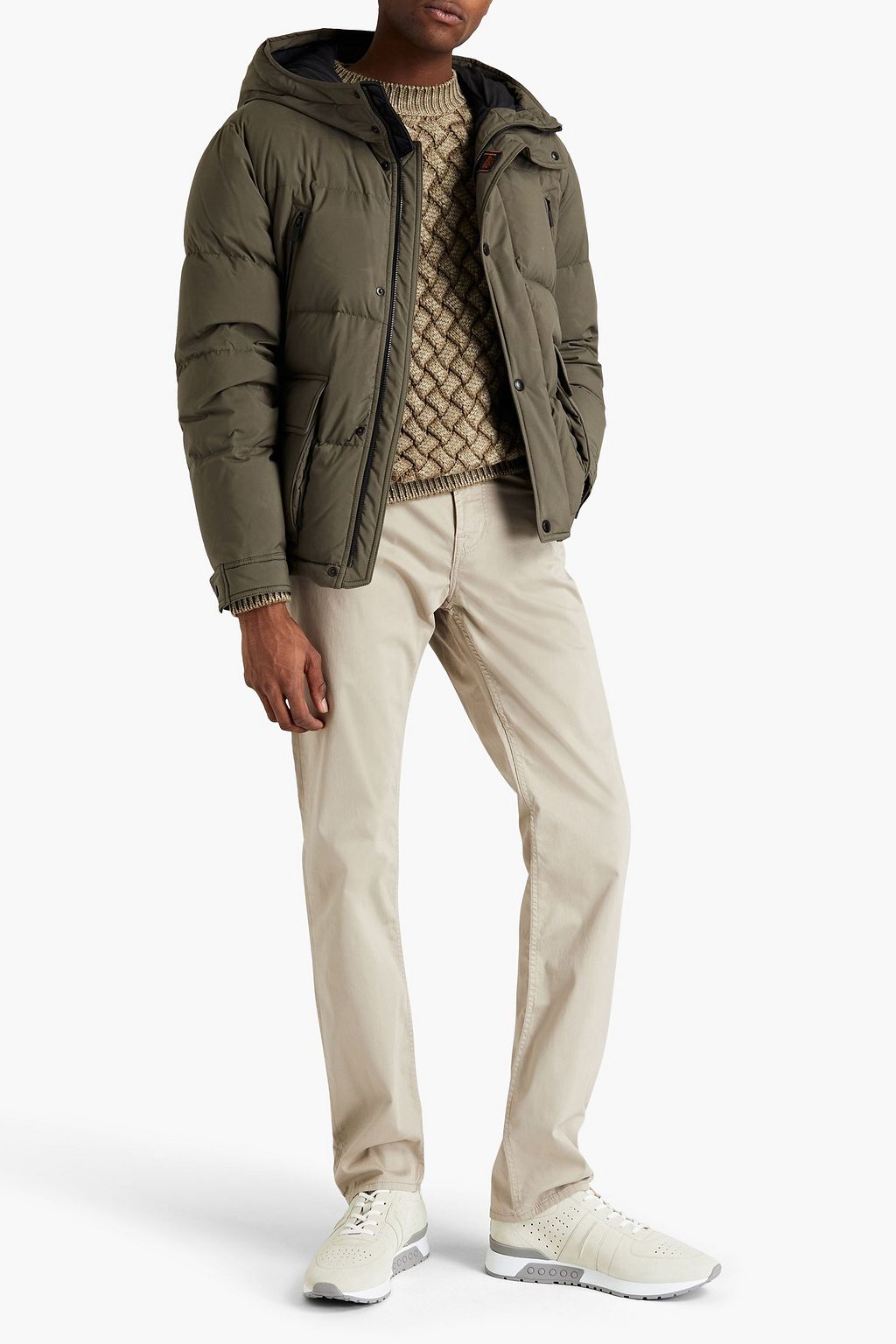 TOD'S Coated quilted shell hooded jacket