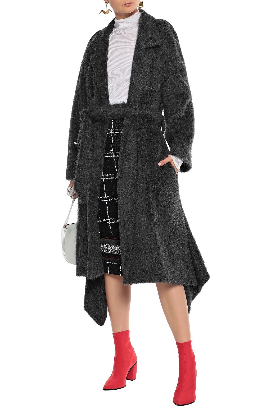 ROLAND MOURET Belted alpaca and wool-blend coat