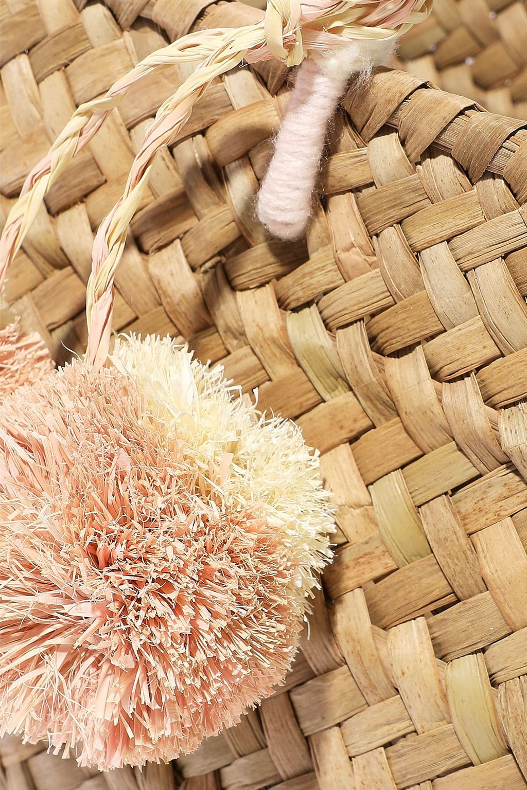 KAYU Pompom-embellished woven straw tote