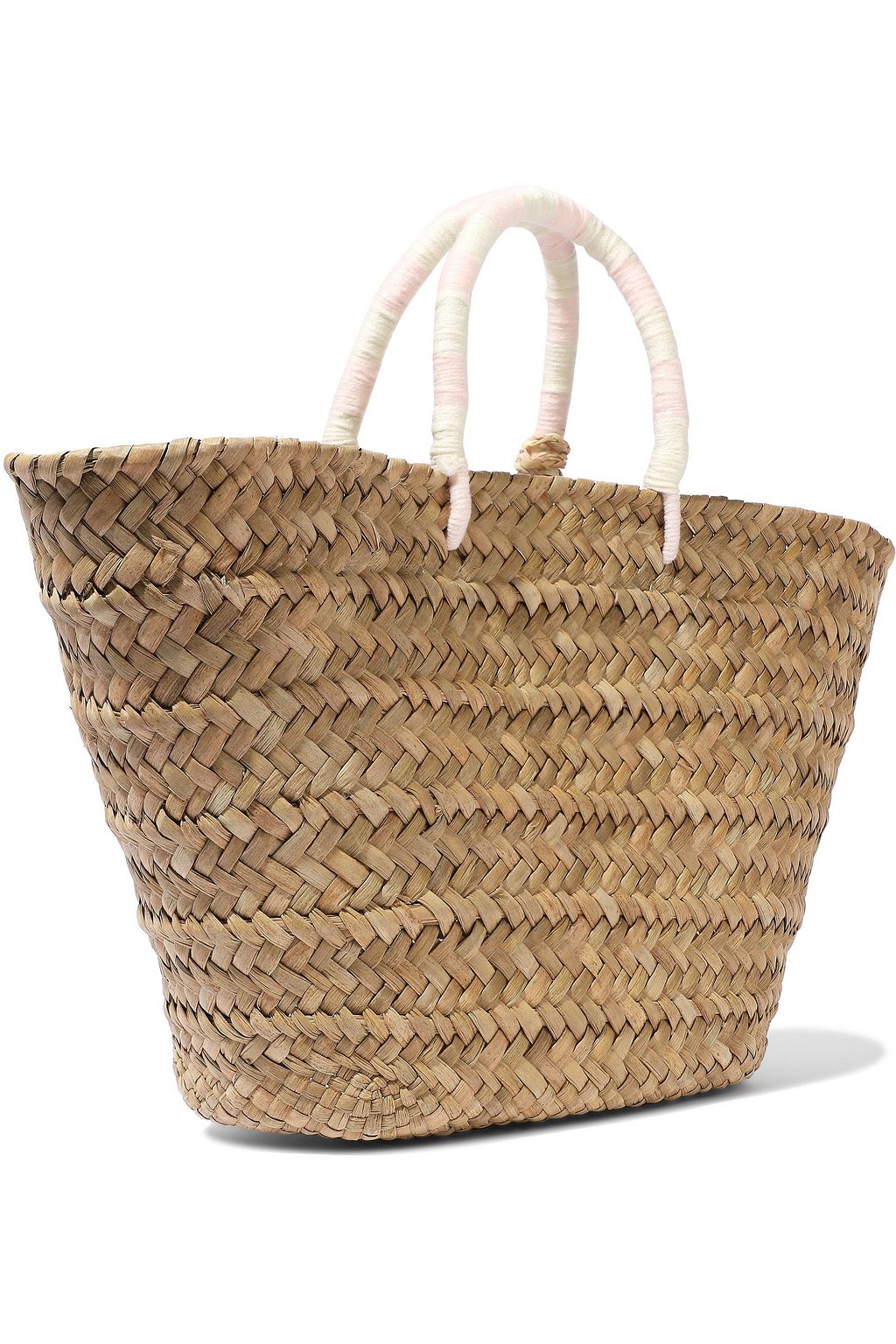 KAYU Pompom-embellished woven straw tote