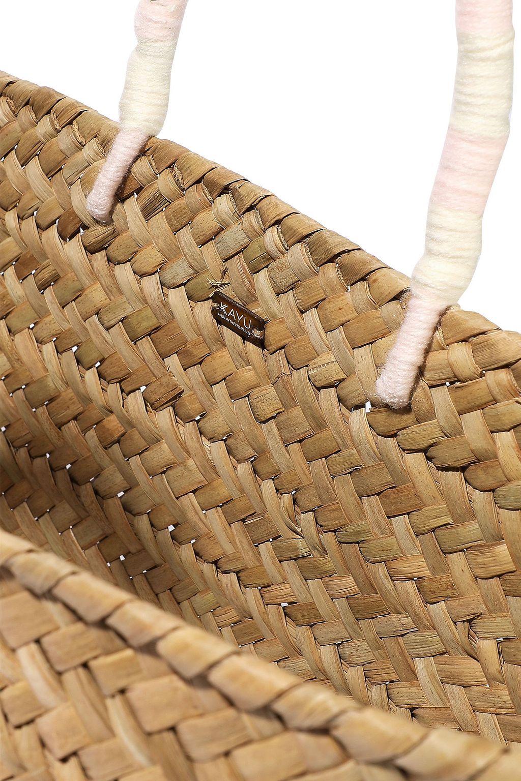 KAYU Pompom-embellished woven straw tote