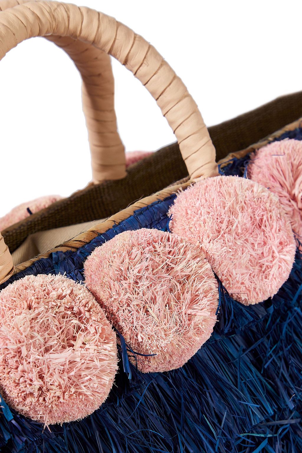 KAYU Lucca pompom-embellished fringed straw tote