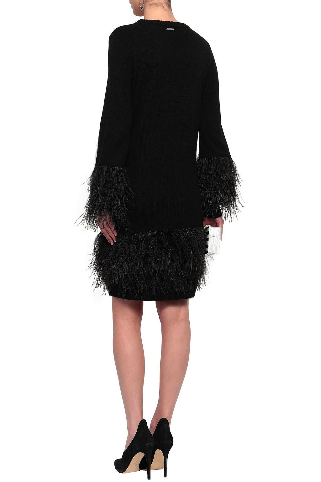 MICHAEL MICHAEL KORS Feather-embellished knitted dress