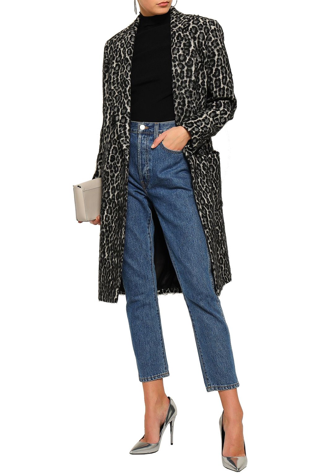 MICHAEL MICHAEL KORS Double-breasted brushed leopard-print felt coat