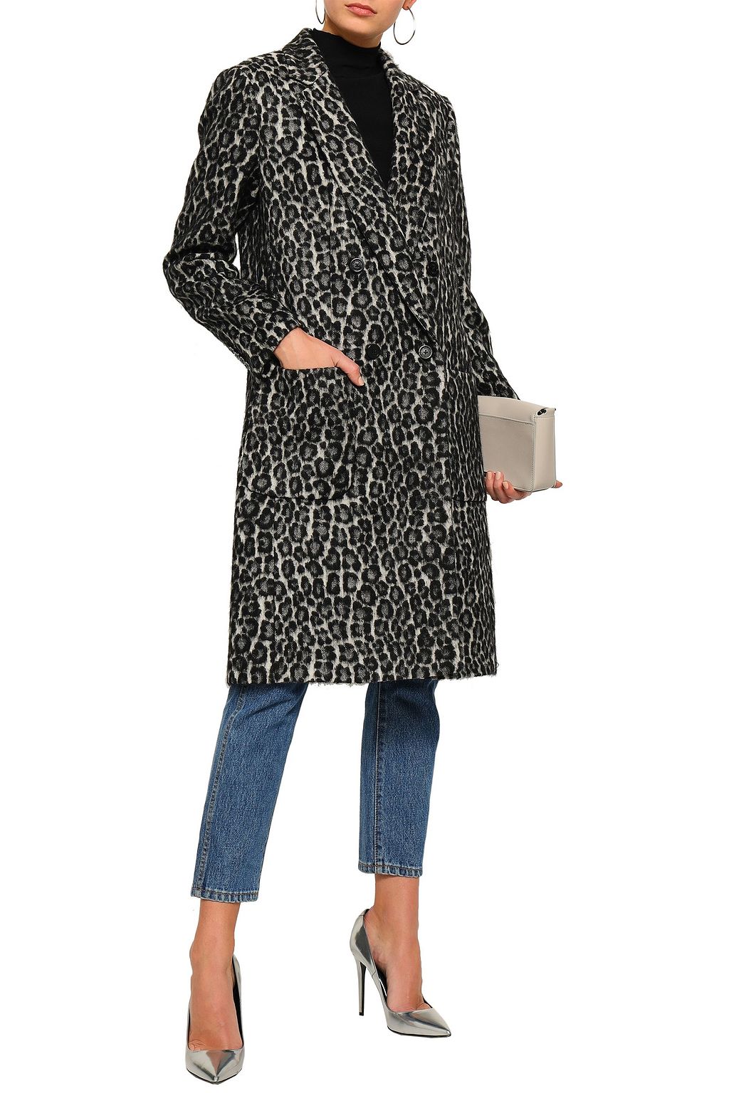 MICHAEL MICHAEL KORS Double-breasted brushed leopard-print felt coat