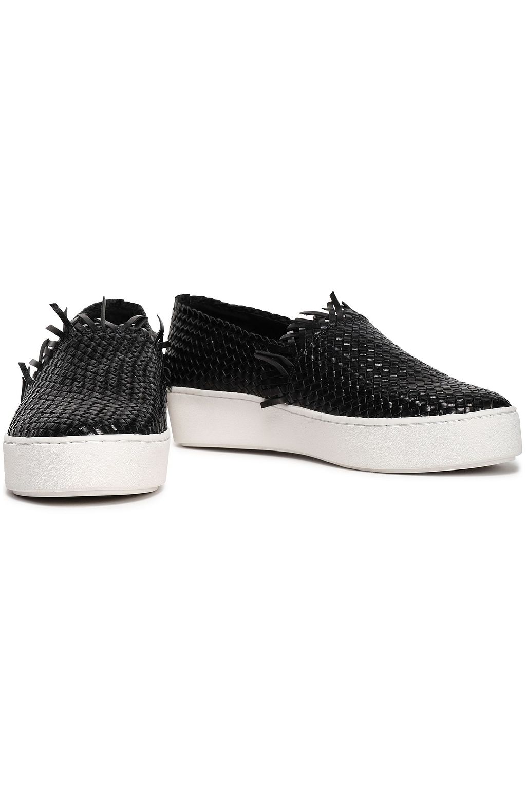 MICHAEL KORS COLLECTION Frayed woven leather slip-on sneakers