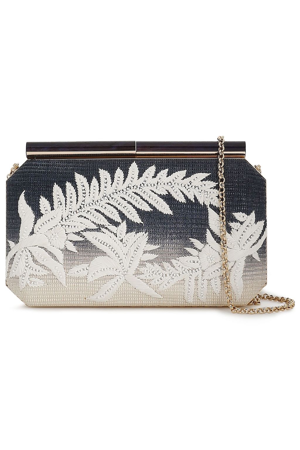 navy embellished clutch bag