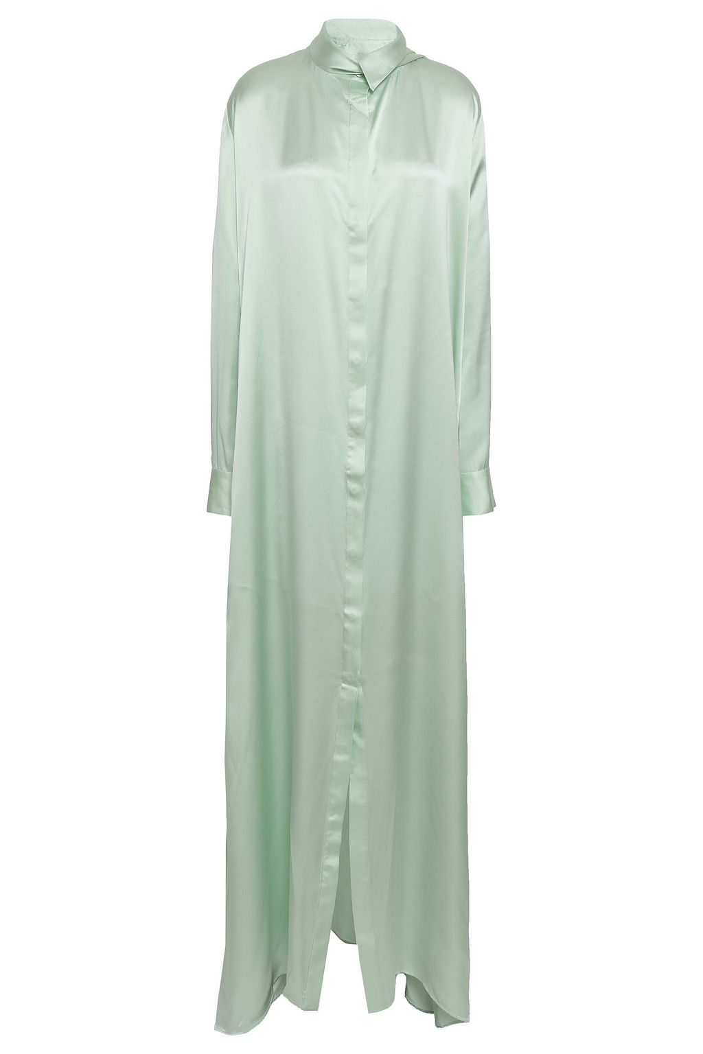 satin maxi shirt dress