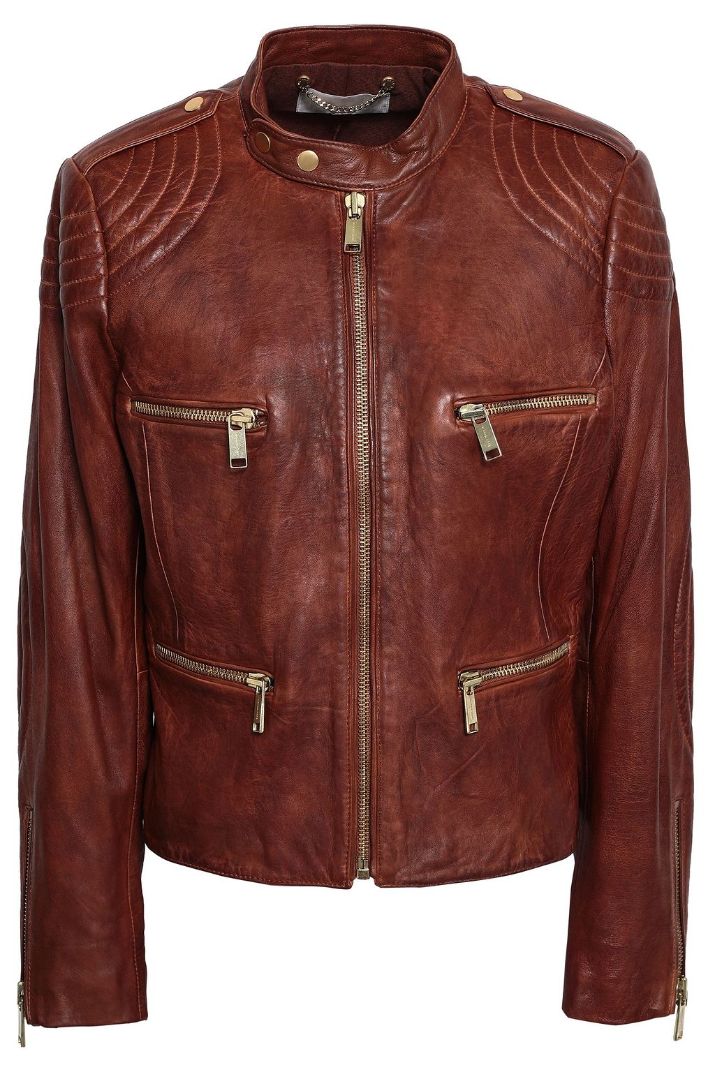 michael kors black leather biker jacket