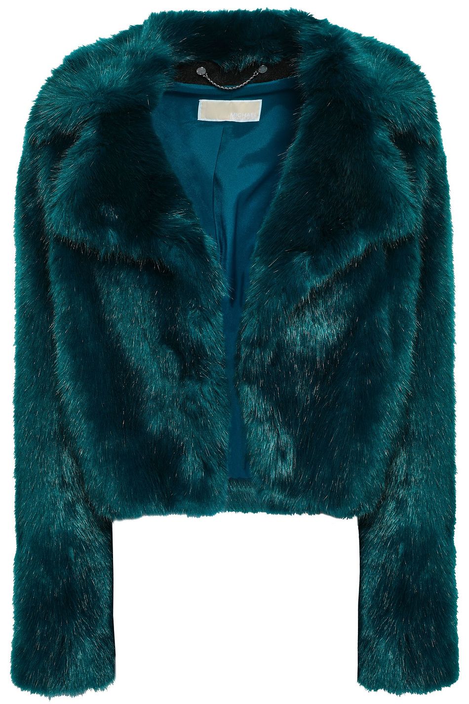 teal fur coat