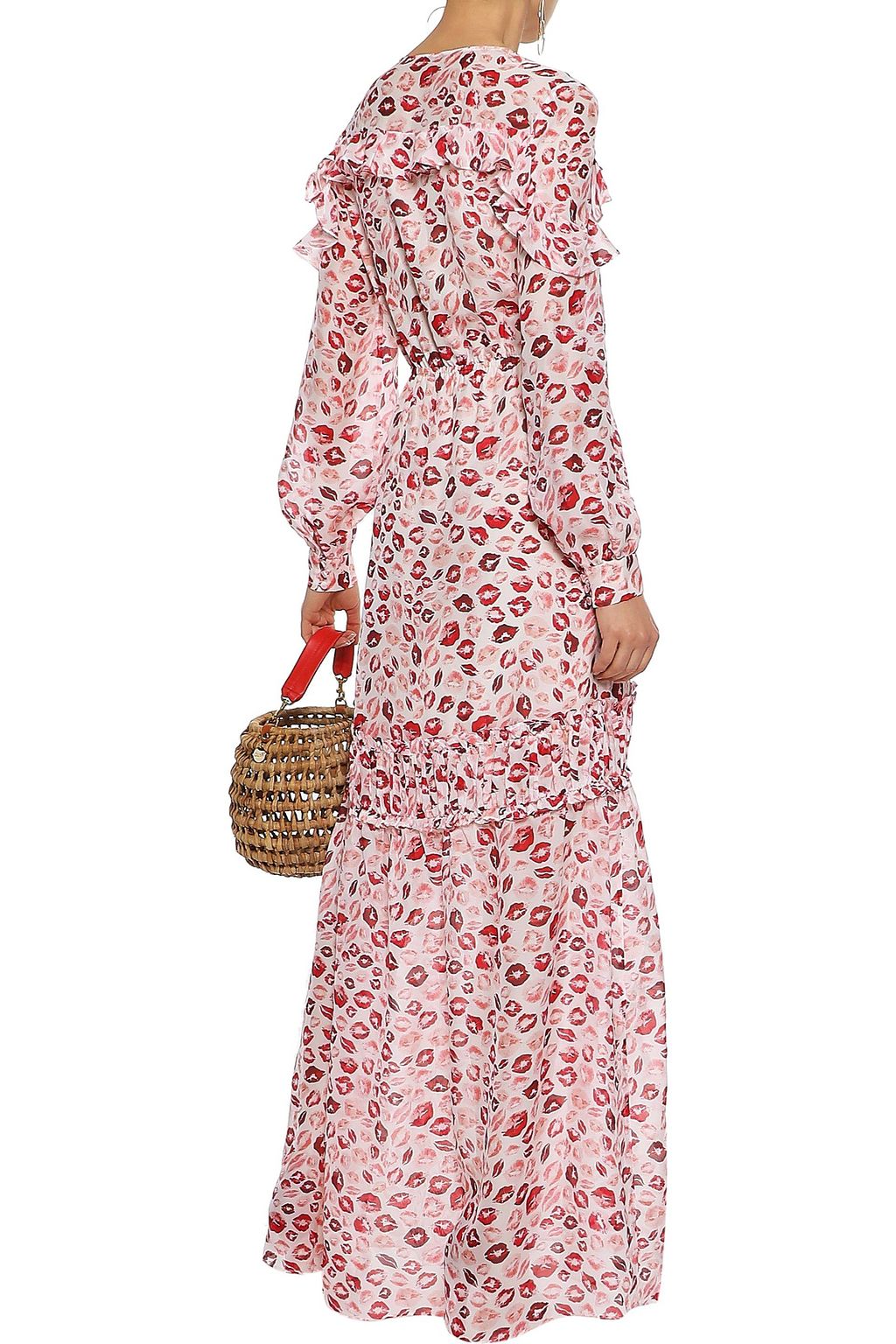 RACHEL ZOE Yvonne ruffle-trimmed printed silk-chiffon maxi dress