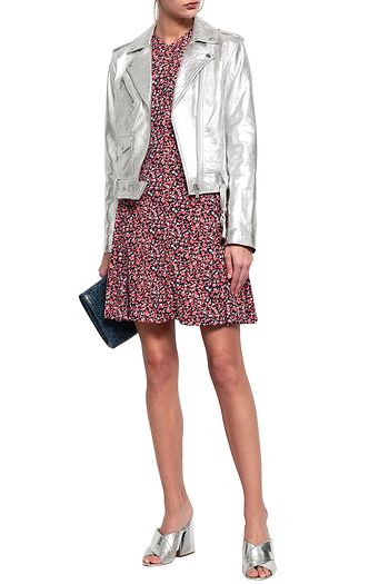 michael kors metallic moto jacket