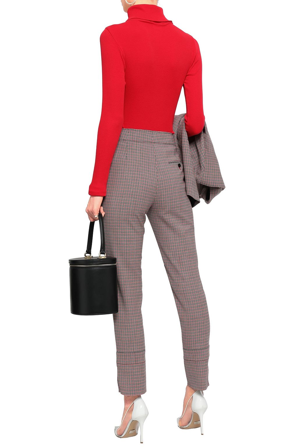 CEDRIC CHARLIER Checked wool-blend tapered pants