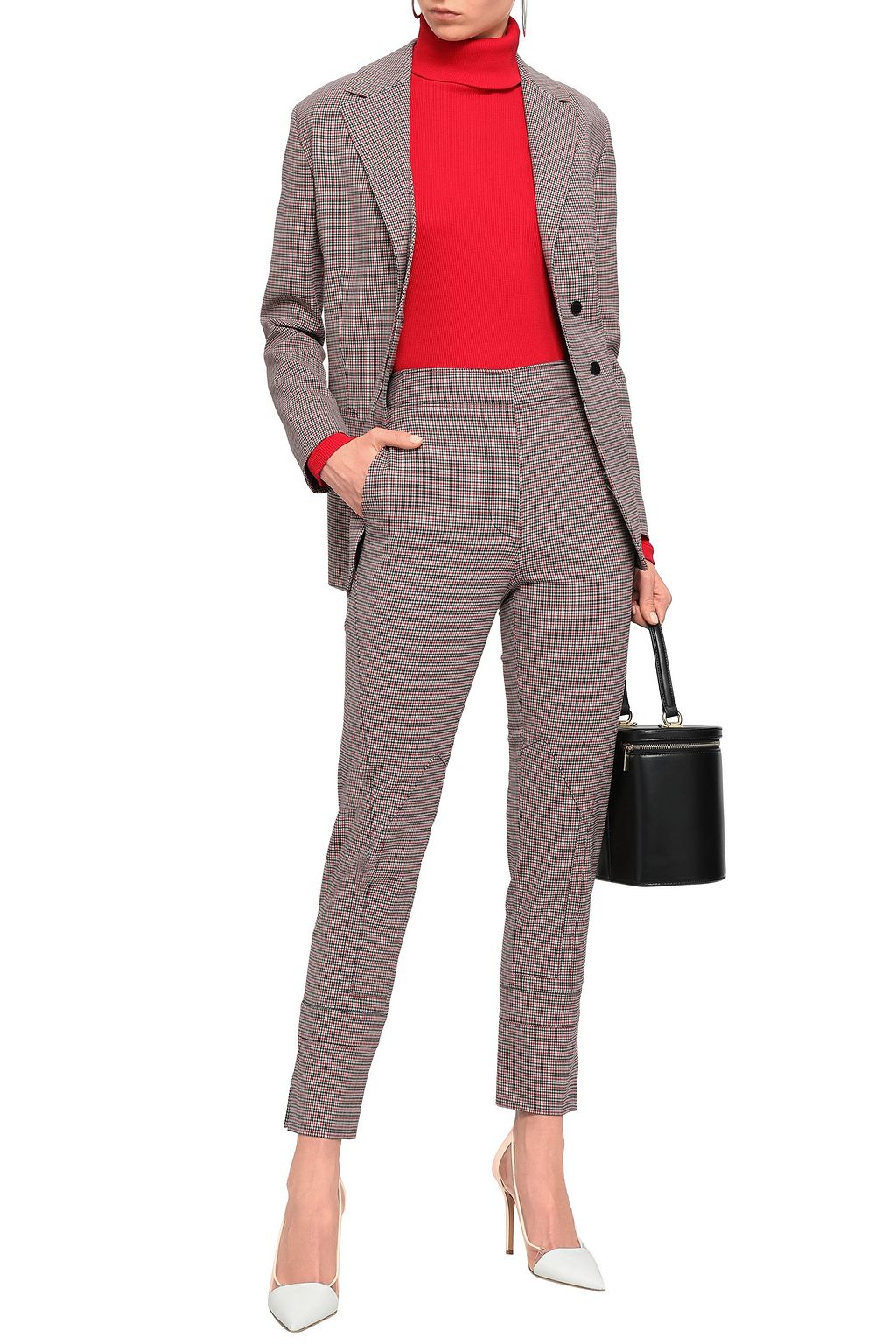 CEDRIC CHARLIER Checked wool-blend tapered pants