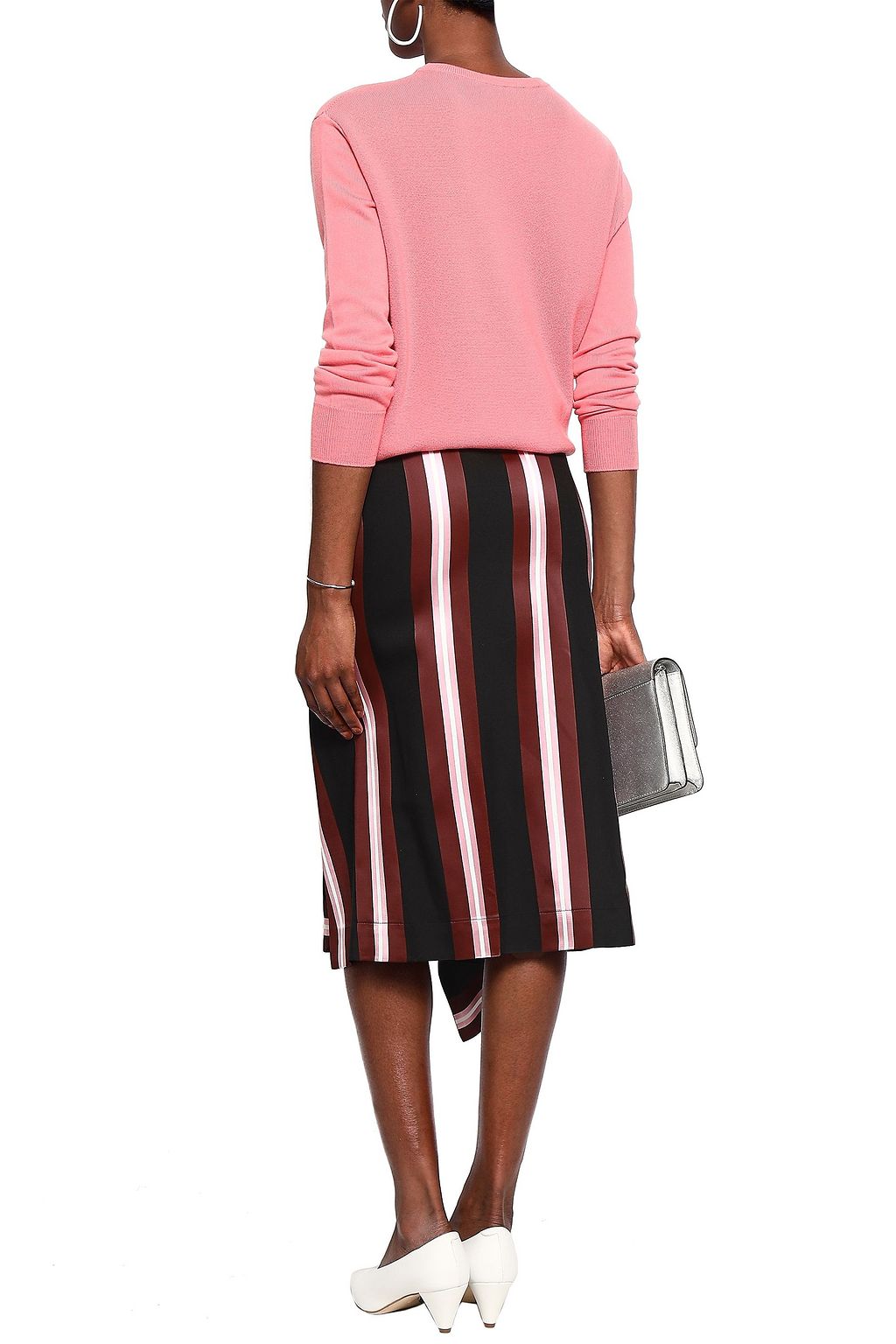CEDRIC CHARLIER Draped striped twill skirt