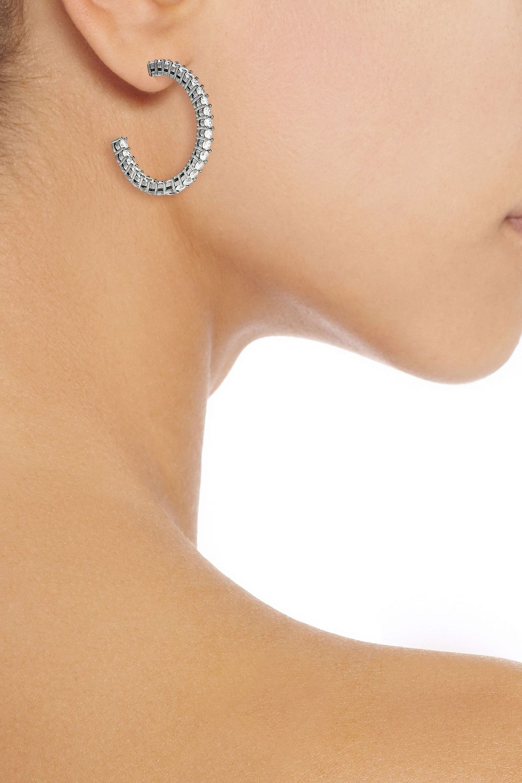 CZ BY KENNETH JAY LANE 14-karat gold-plated crystal hoop earrings