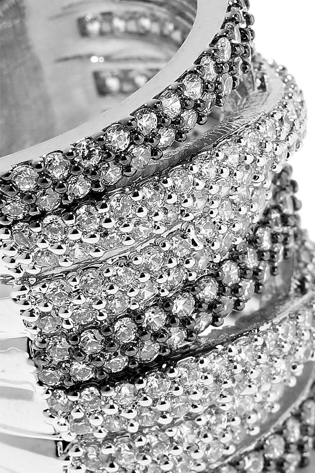 CZ BY KENNETH JAY LANE Rhodium-plated crystal ring