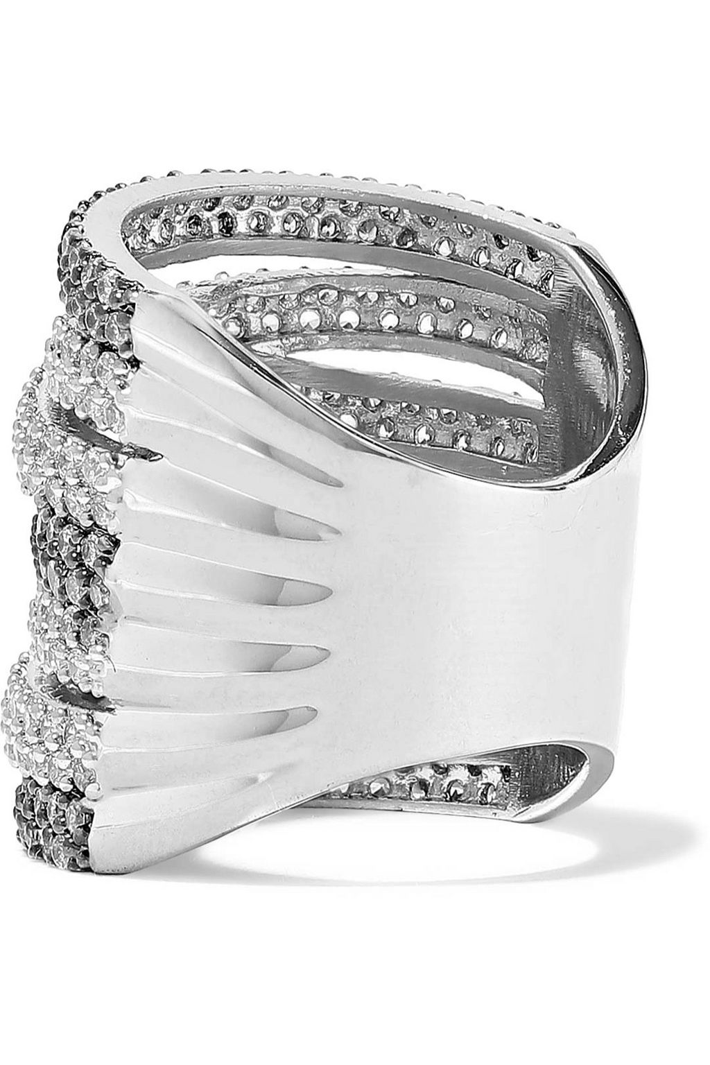 CZ BY KENNETH JAY LANE Rhodium-plated crystal ring
