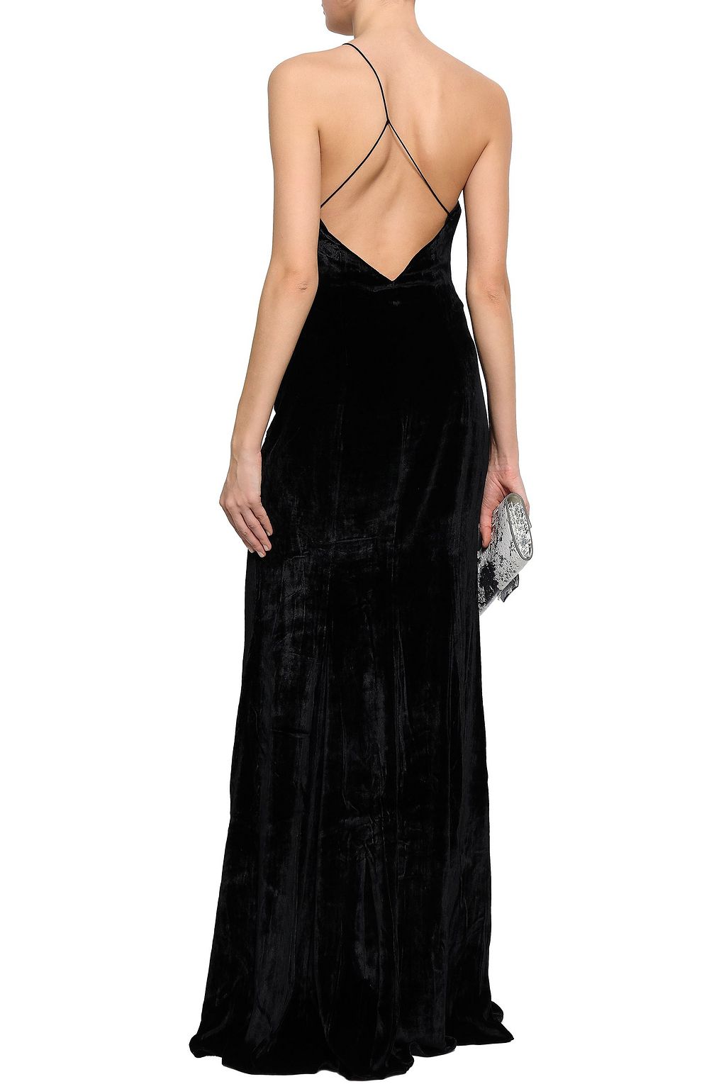 CINQ À SEPT Liza one-shoulder twist-front velvet gown
