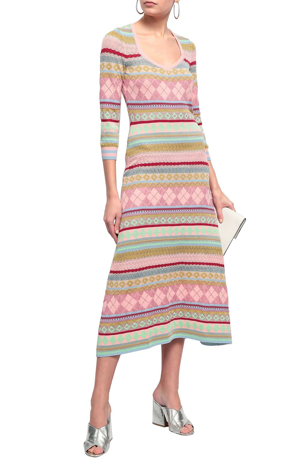 BOUTIQUE MOSCHINO Metallic jacquard-knit midi dress