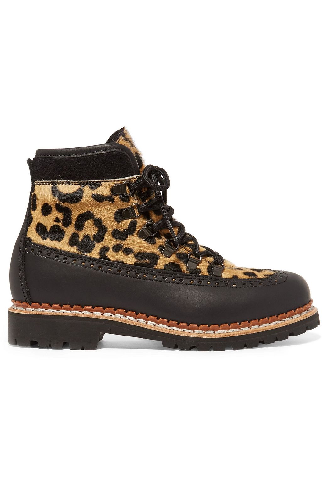 leopard print leather ankle boots