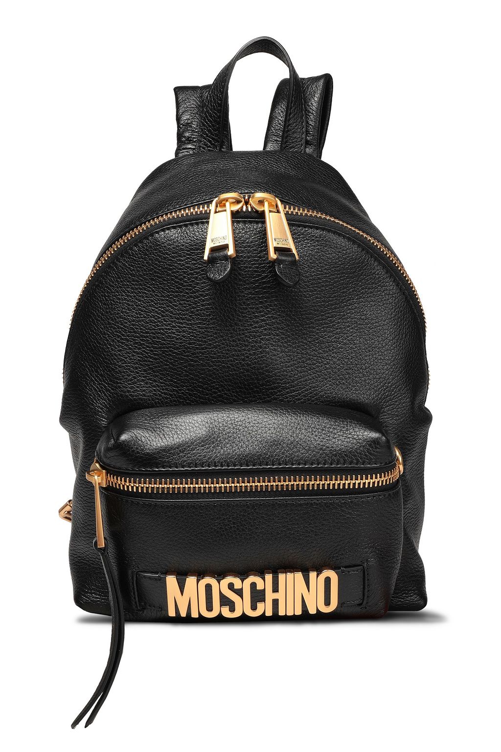 Black Embellished textured-leather 